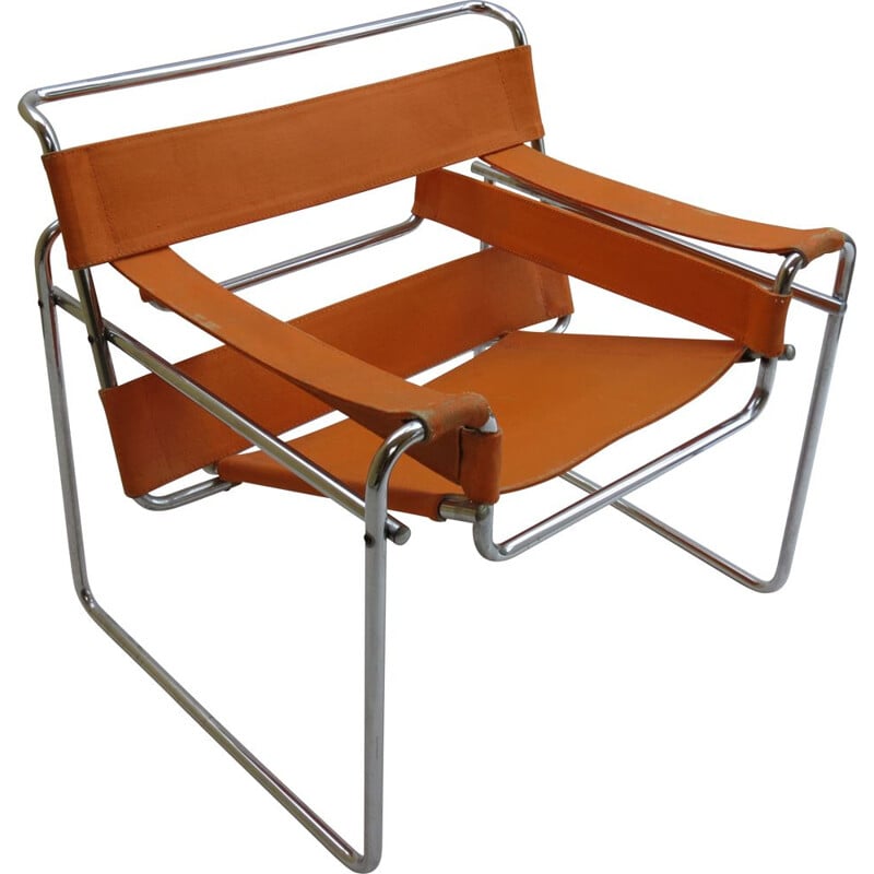 Vintage orange B3 Wassily chair by Marcel Breuer For Gavina, Italy, 1960s