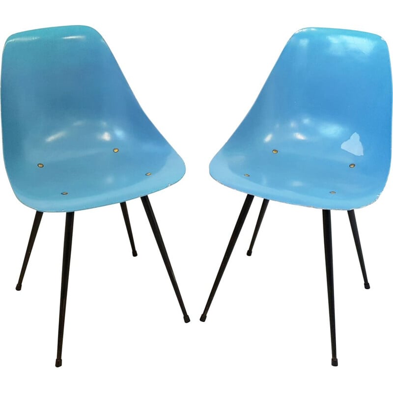Set of 2 vintage chairs by René-Jean Caillette, 1950s