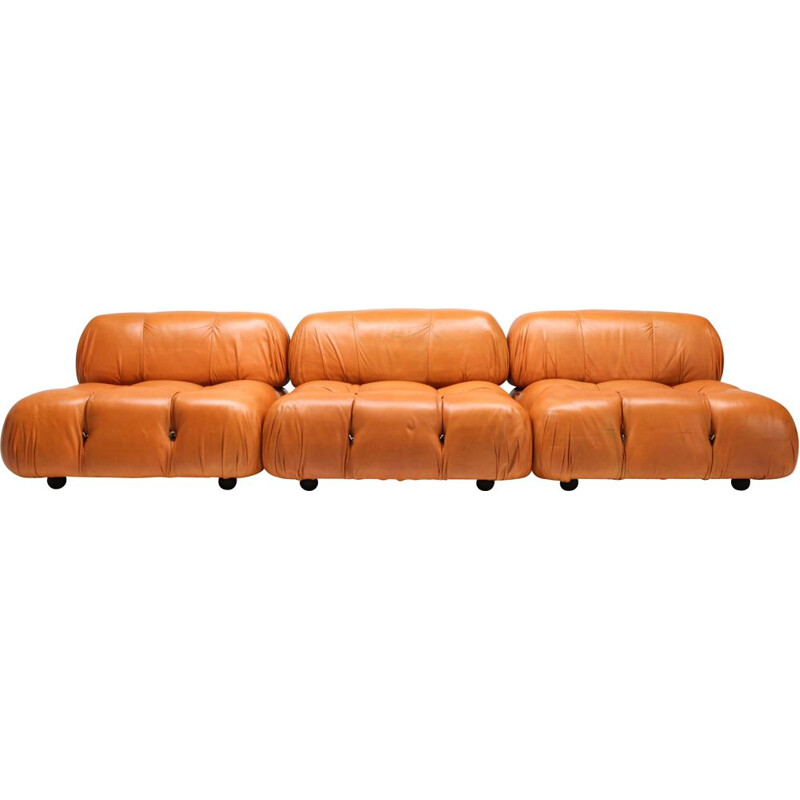 Vintage Camaleonda Sofa in original cognac leather, C&B Italia 1970s