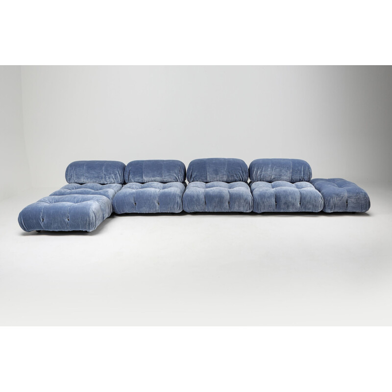 Modulares Vintage-Sofa aus blauem Samt "Camaleonda" von Mario Bellini und C und B, Italia 1970