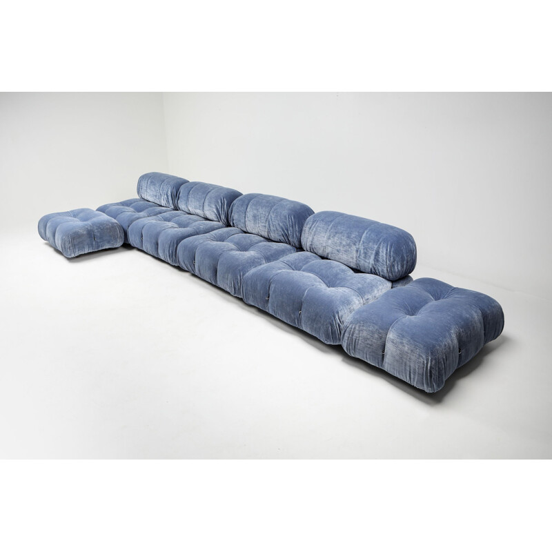 Modulares Vintage-Sofa aus blauem Samt "Camaleonda" von Mario Bellini und C und B, Italia 1970