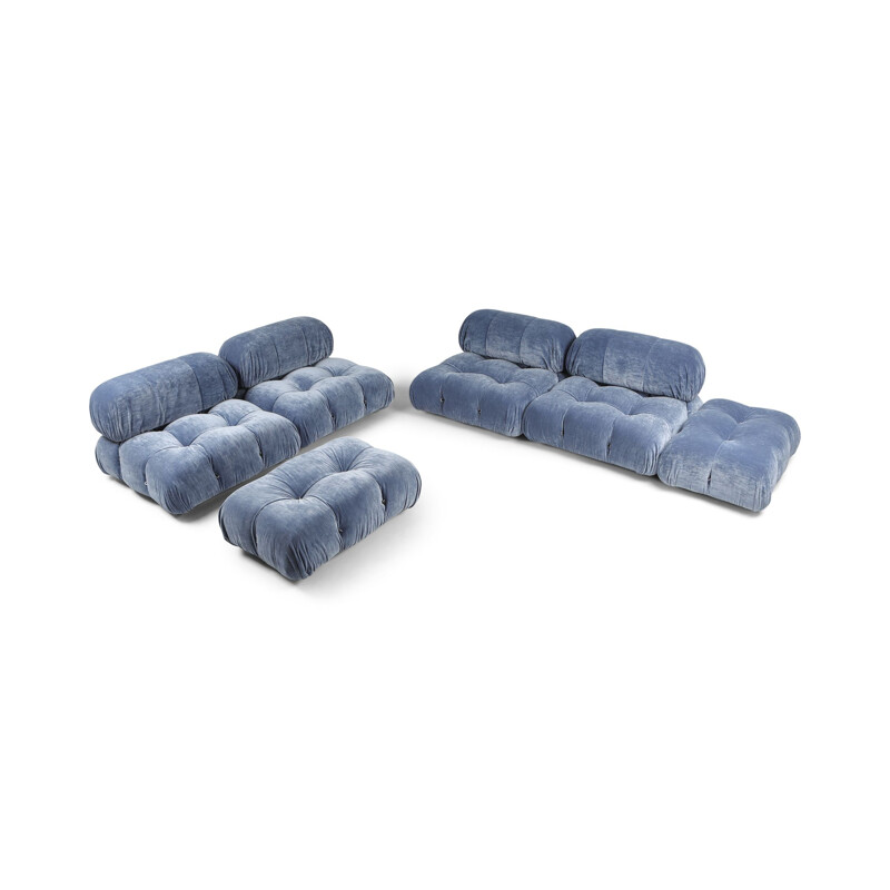 Modulaire vintage sofa in blauw fluweel "Camaleonda" van Mario Bellini en C & B, Italia 1970