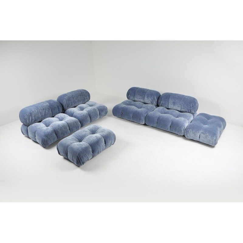 Modulares Vintage-Sofa aus blauem Samt "Camaleonda" von Mario Bellini und C und B, Italia 1970