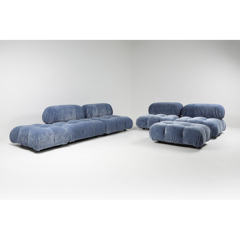 Modulares Vintage-Sofa aus blauem Samt "Camaleonda" von Mario Bellini und C und B, Italia 1970