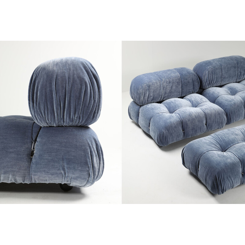 Modular vintage sofa in blue velvet "Camaleonda" by Mario Bellini and C & B, Italia 1970