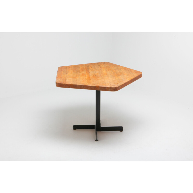 Vintage pentagonal table "Les Arcs" by Charlotte Perriand, 1960s