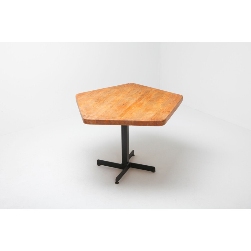 Vintage pentagonal table "Les Arcs" by Charlotte Perriand, 1960s
