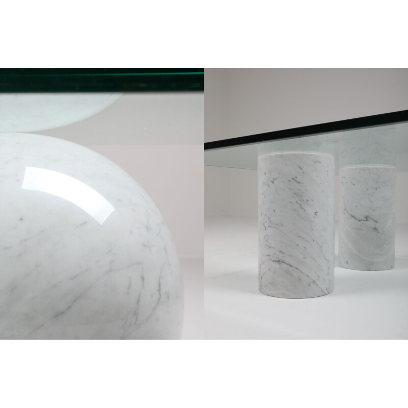 Table basse vintage en marbre blanc italien par Massimo Vignelli, 1970