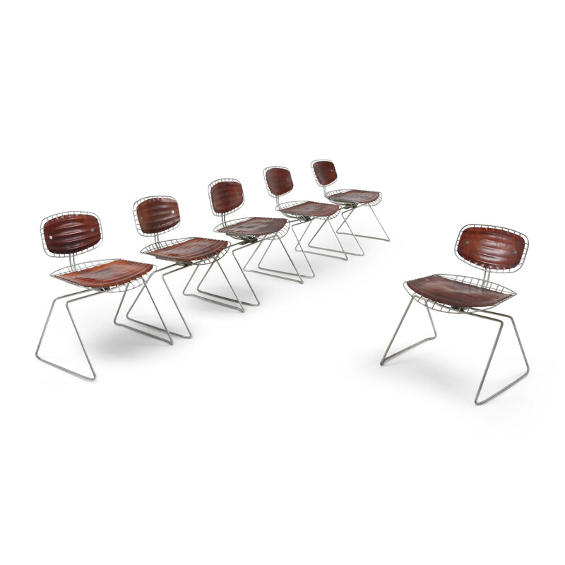 Set of 6 vintage "Treilli" chairs or Beaubourg, Michel Cadestin, 1976