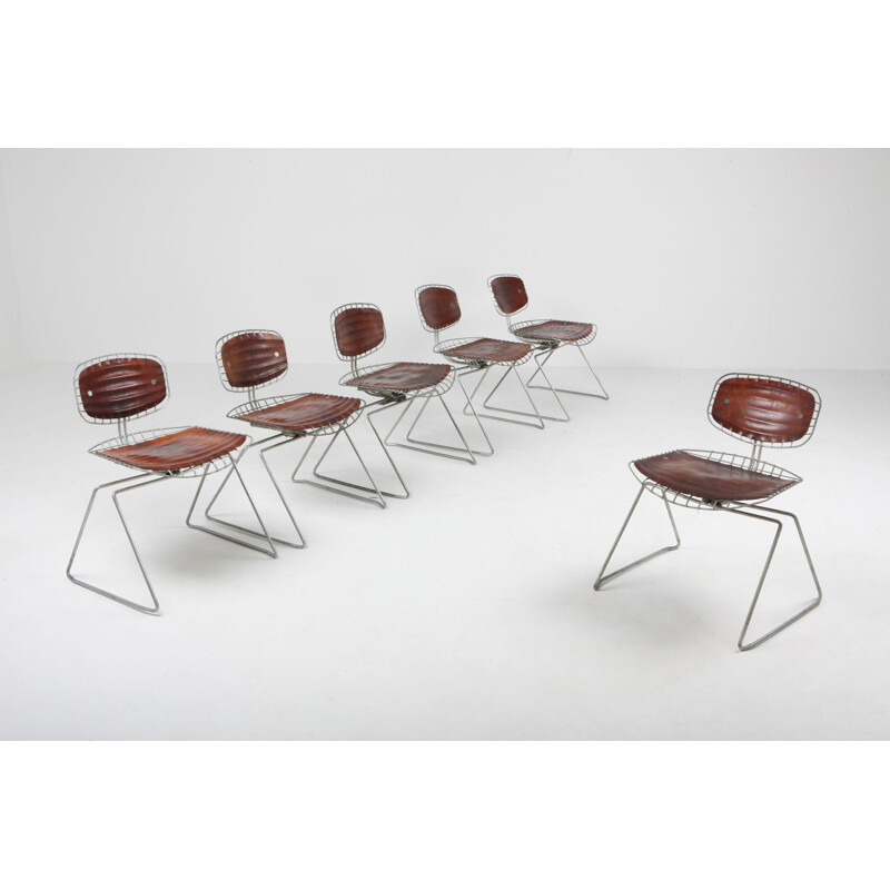 Set of 6 vintage "Treilli" chairs or Beaubourg, Michel Cadestin, 1976