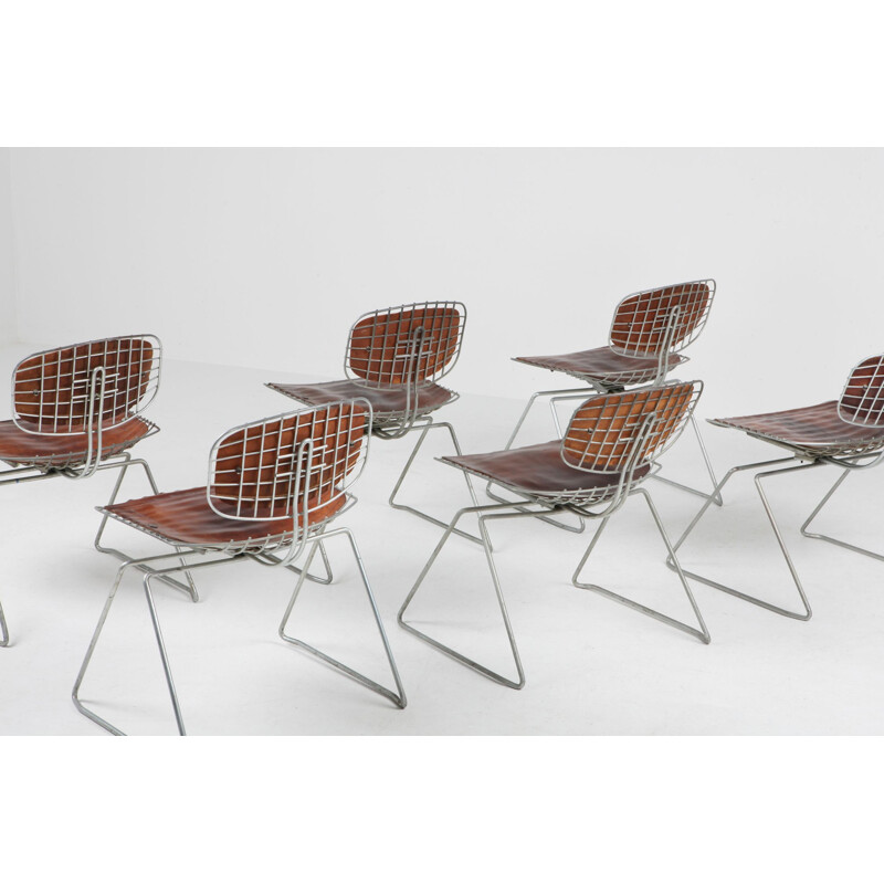 Set of 6 vintage "Treilli" chairs or Beaubourg, Michel Cadestin, 1976