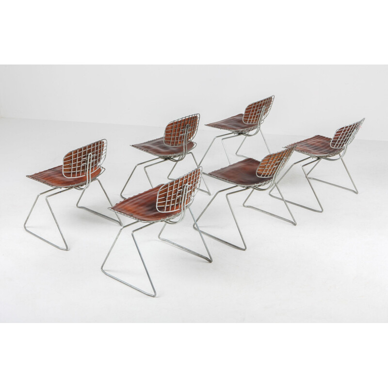Suite de 6 chaises vintage "Treilli" ou Beaubourg, Michel Cadestin, 1976