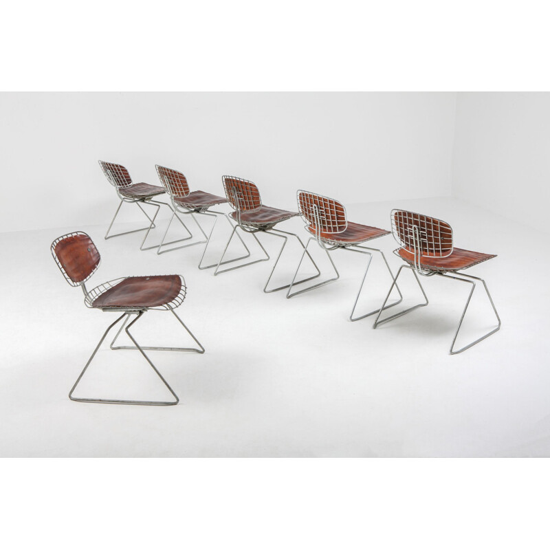 Set of 6 vintage "Treilli" chairs or Beaubourg, Michel Cadestin, 1976