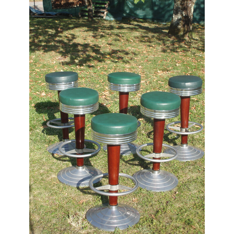 Set of 6 vintage American bar stools