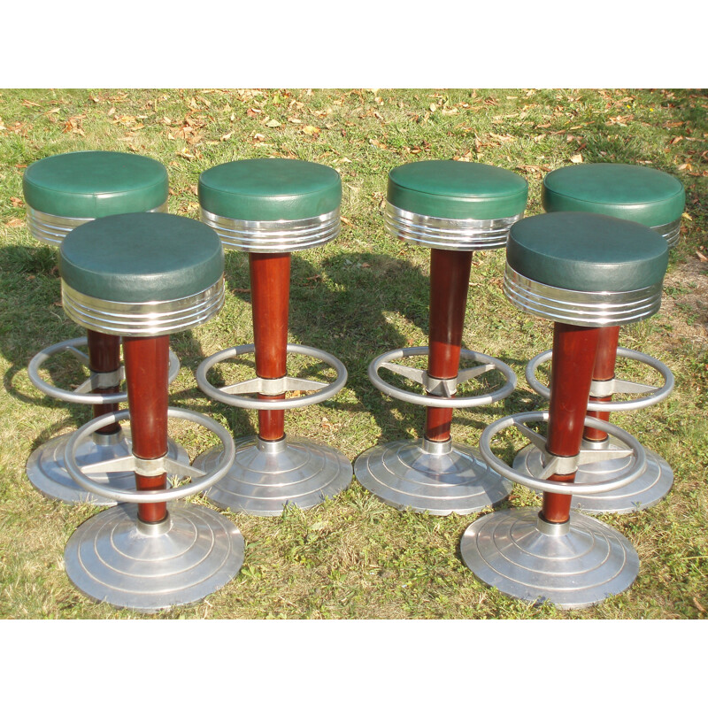 Set of 6 vintage American bar stools