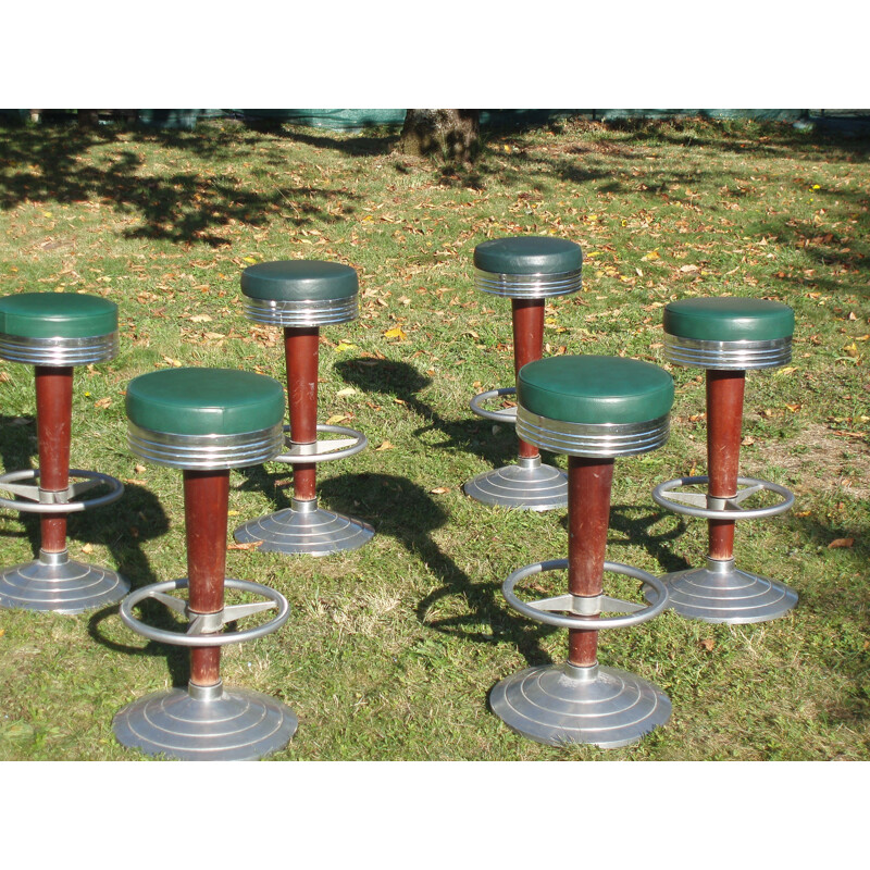 Set of 6 vintage American bar stools