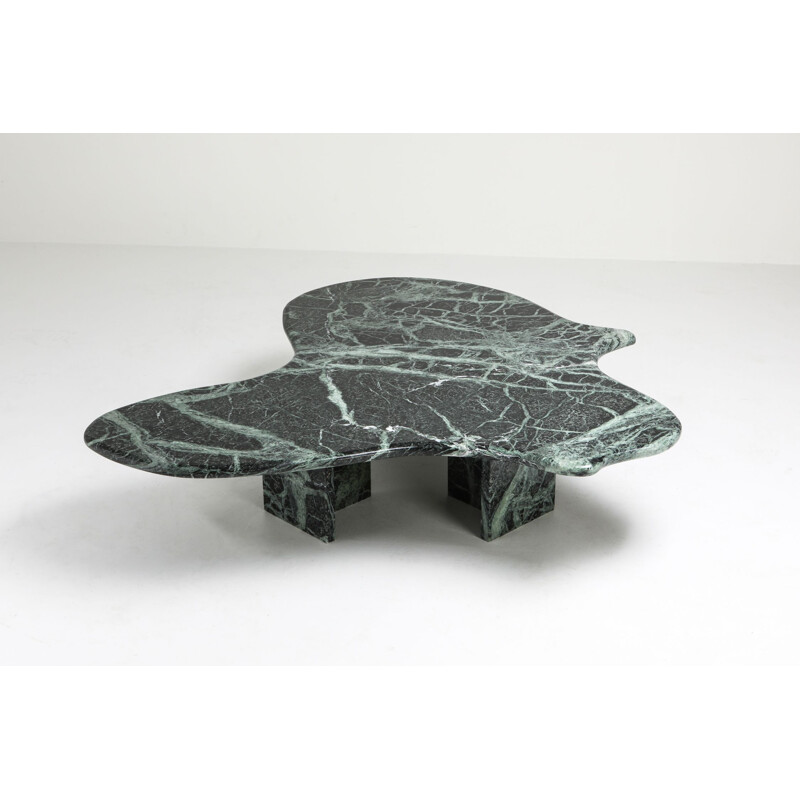 Table basse vintage en marbre vert dans le style de Noguchi, 1970