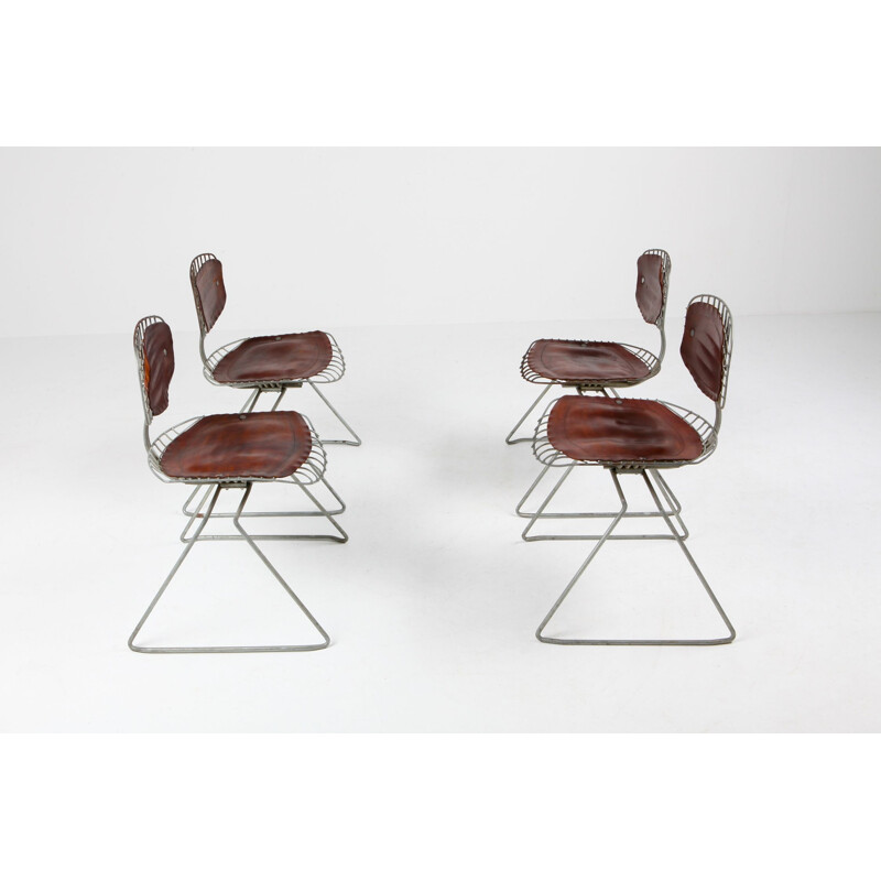 Set of 8 vintage Beaubourg wire chairs by Michel Cadestin for Centre Pompidou, 1977