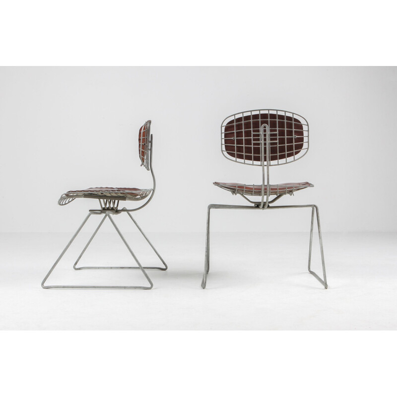 Set of 8 vintage Beaubourg wire chairs by Michel Cadestin for Centre Pompidou, 1977