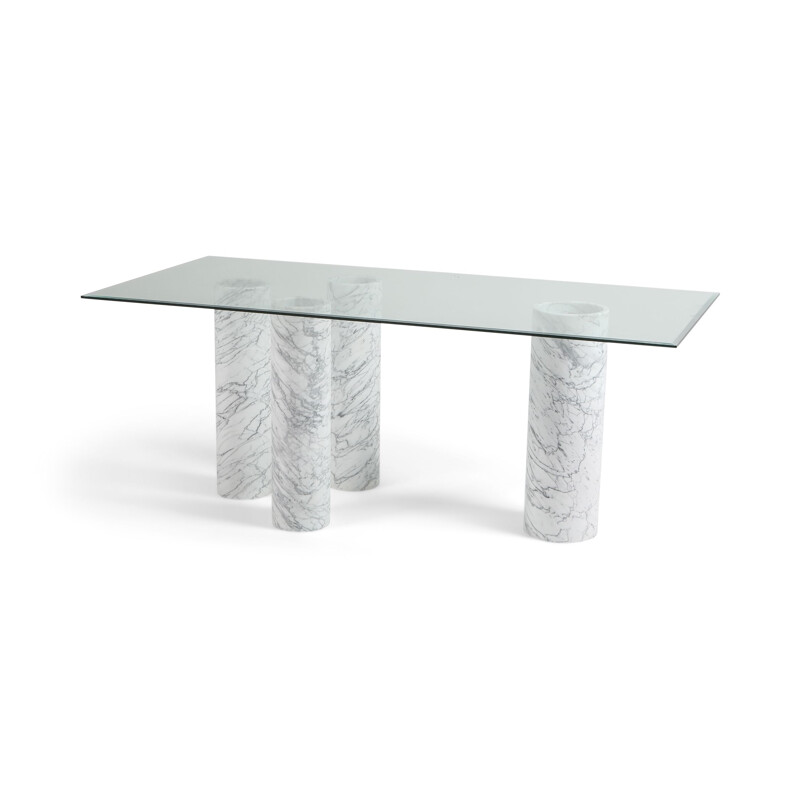 Table vintage "Collonato" avec plateau en verre, 1990