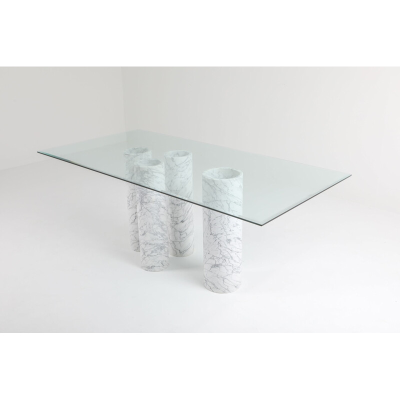 Table vintage "Collonato" avec plateau en verre, 1990