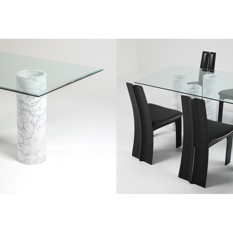 Table vintage "Collonato" avec plateau en verre, 1990