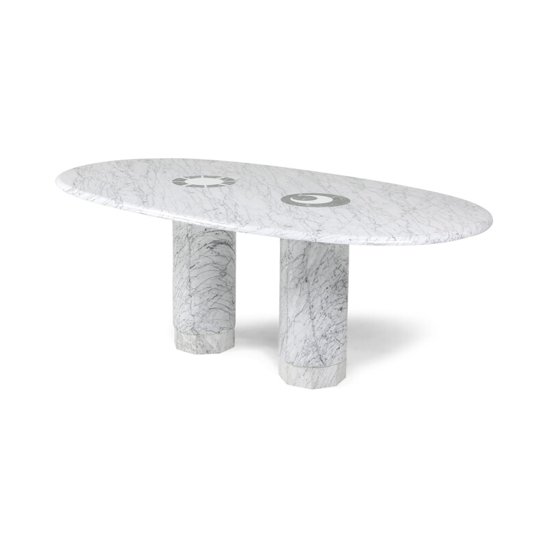 Vintage "Sole e Luna" marble dining table by Adolfo Natalini for Up & Up, 1990s