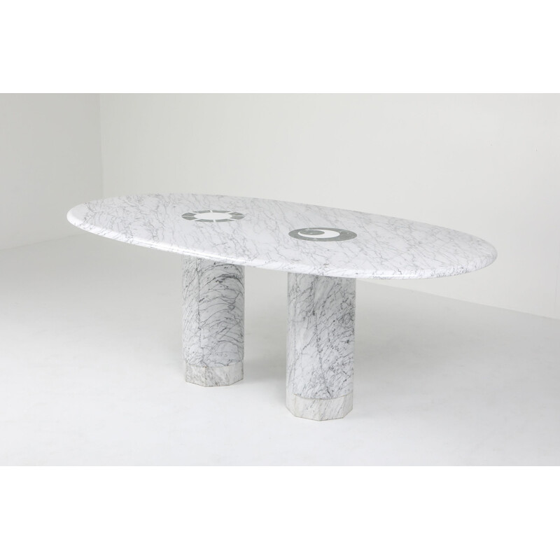 Vintage "Sole e Luna" marble dining table by Adolfo Natalini for Up & Up, 1990s