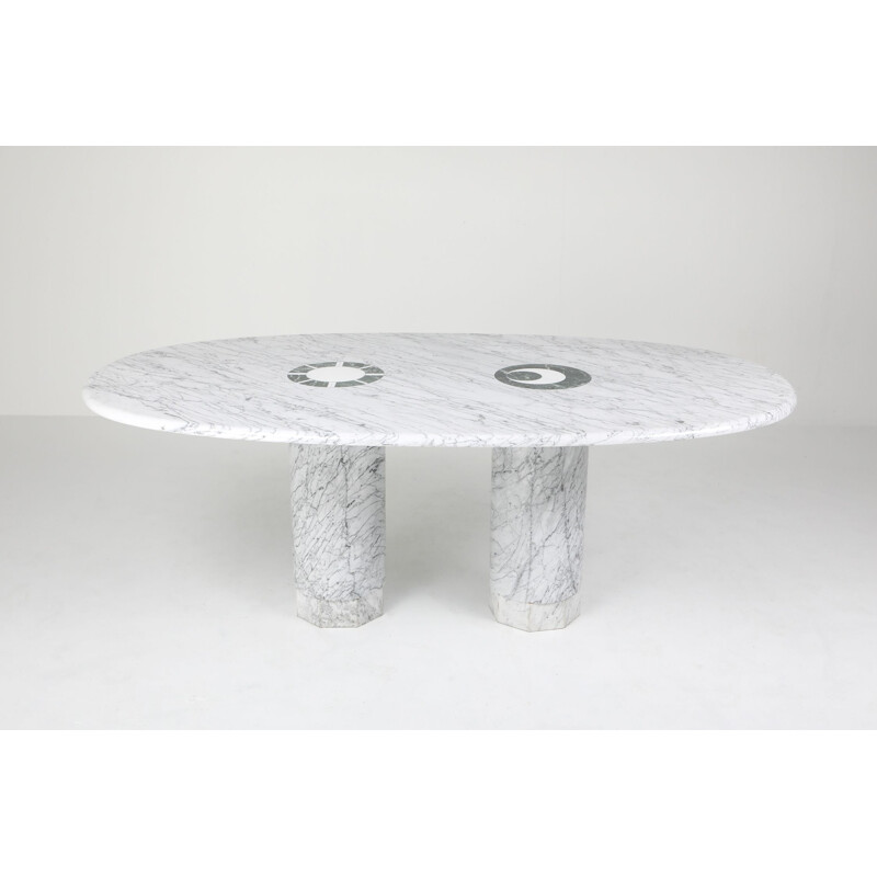 Vintage "Sole e Luna" marble dining table by Adolfo Natalini for Up & Up, 1990s