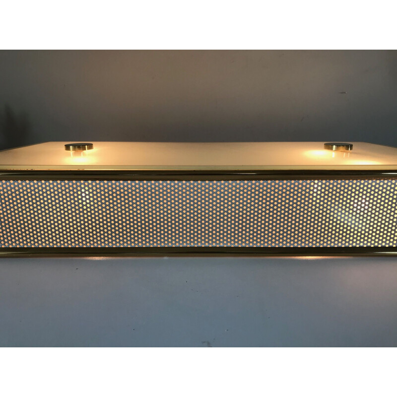 Vintage perforated metal and brass ceiling light, 1960s