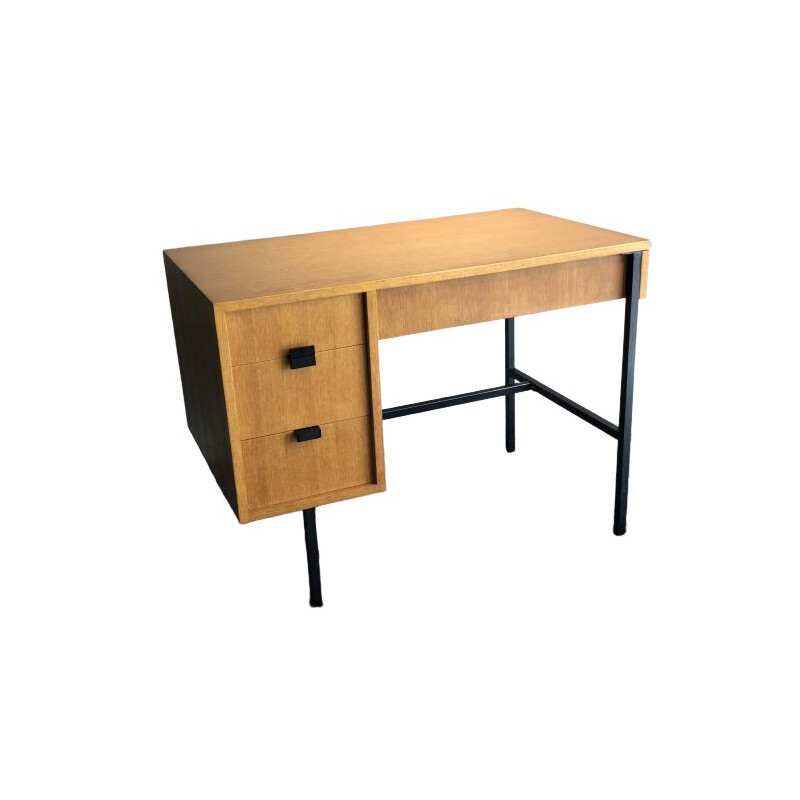 Vintage oak desk by Jacques Hitier, Multiplex edition, 1958 