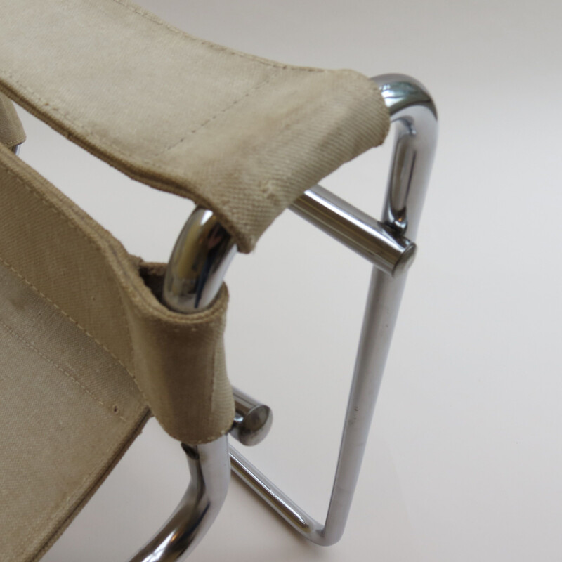 Chaise beige vintage "B3 Wassily" de Marcel Breuer pour Gavina, Italie, 1960