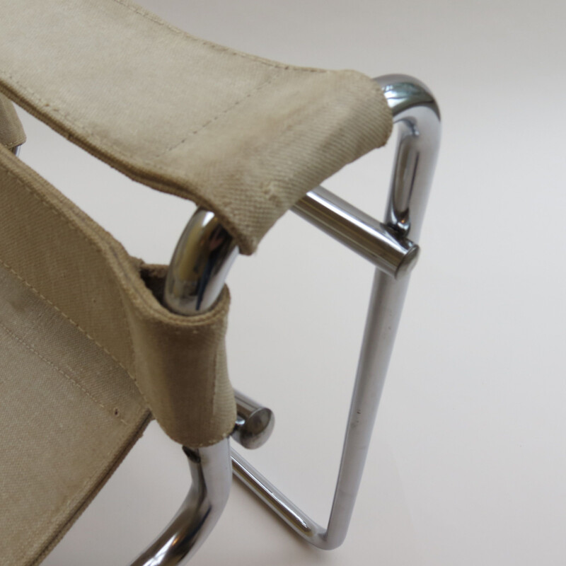Vintage "B3 Wassily" beige chair by Marcel Breuer for Gavina, Italy, 1960s