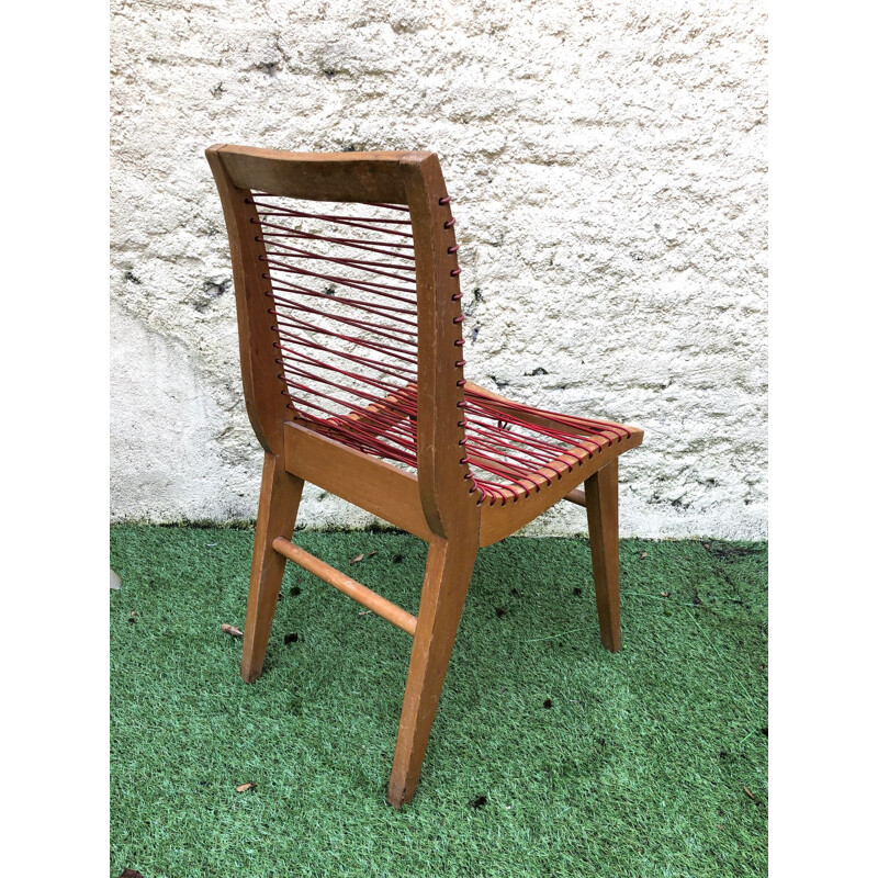 Set of 2 vintage chairs in scoubidou by Louis Sognot, 1950s