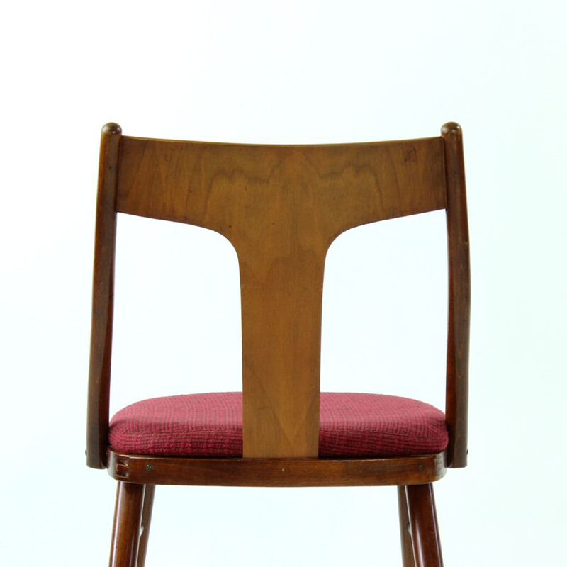 Set of 4 vintage wooden chairs, Czechoslovakia 1960