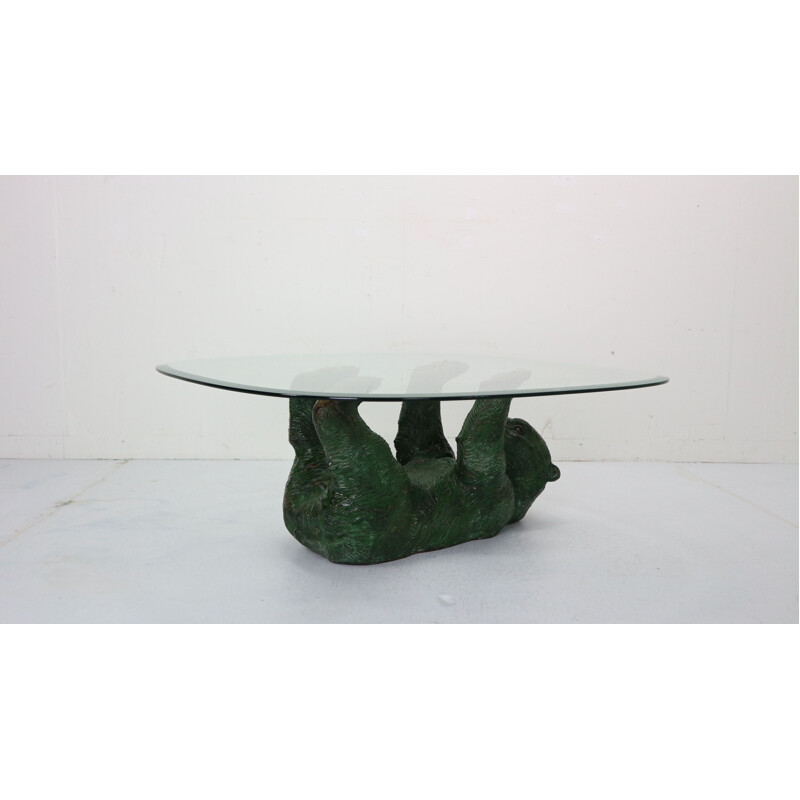 Bronze bear vintage coffee table, Belgium, 1970s