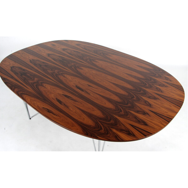 Fritz Hansen "Super-Elliptical" table in rosewood and metal, JACOBSEN, HEIN and MATHSSON - 1950s