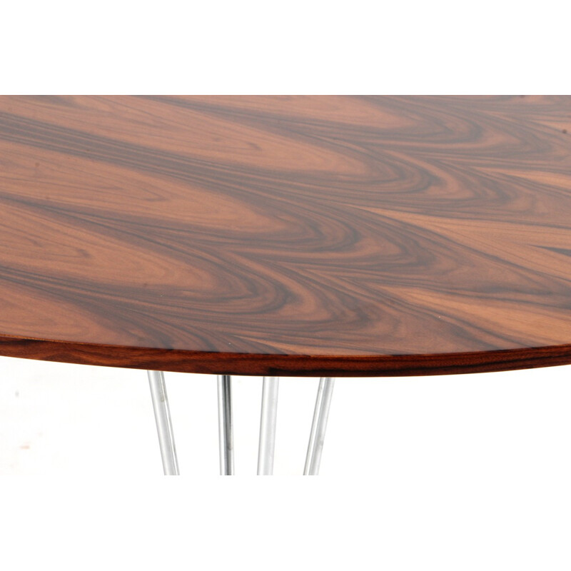 Fritz Hansen "Super-Elliptical" table in rosewood and metal, JACOBSEN, HEIN and MATHSSON - 1950s
