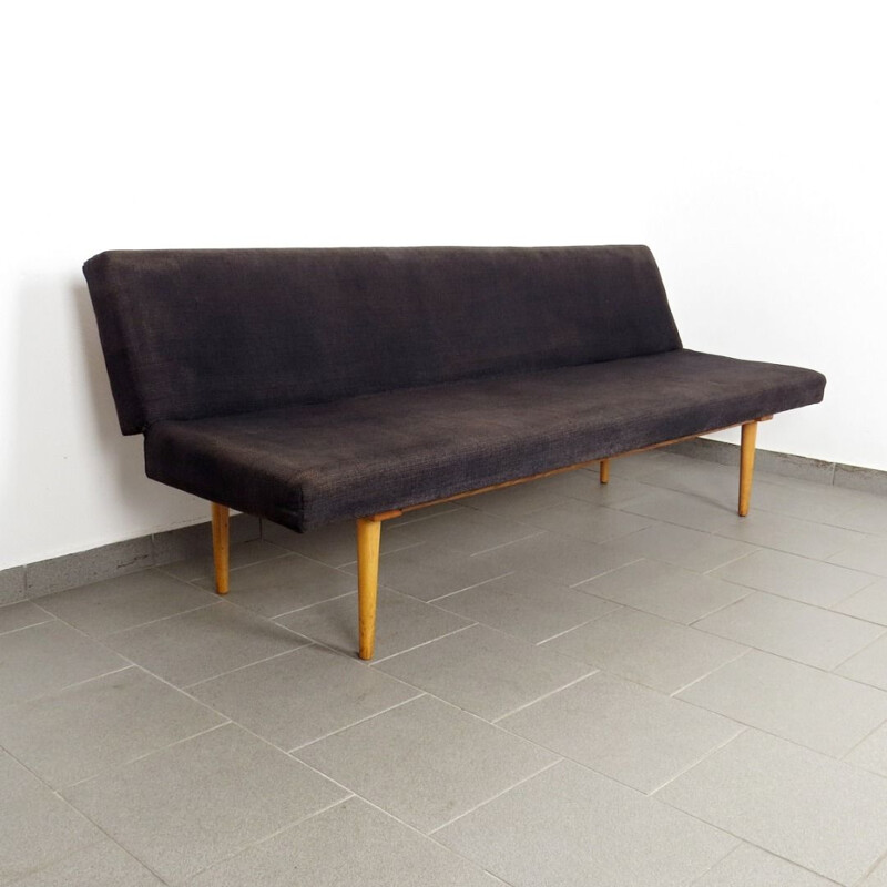 Black vintage 3-seater sofa by Miroslav Navratil, 1960s