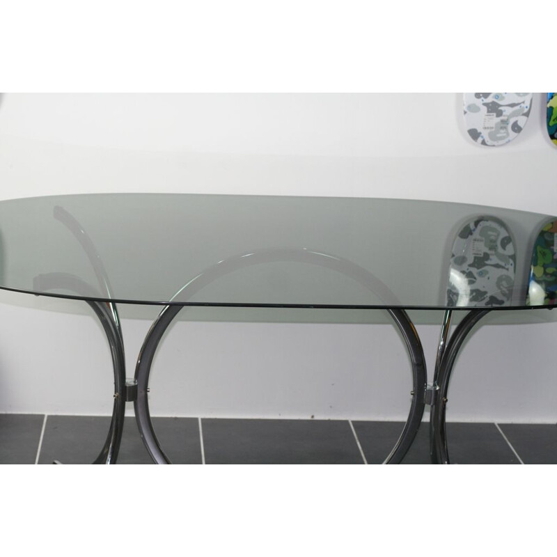 Vintage smoked glass dining table, 1970s