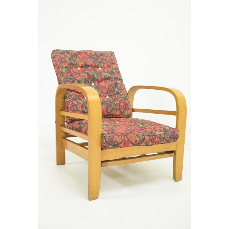 Vintage fauteuil met gebogen hout, 1950