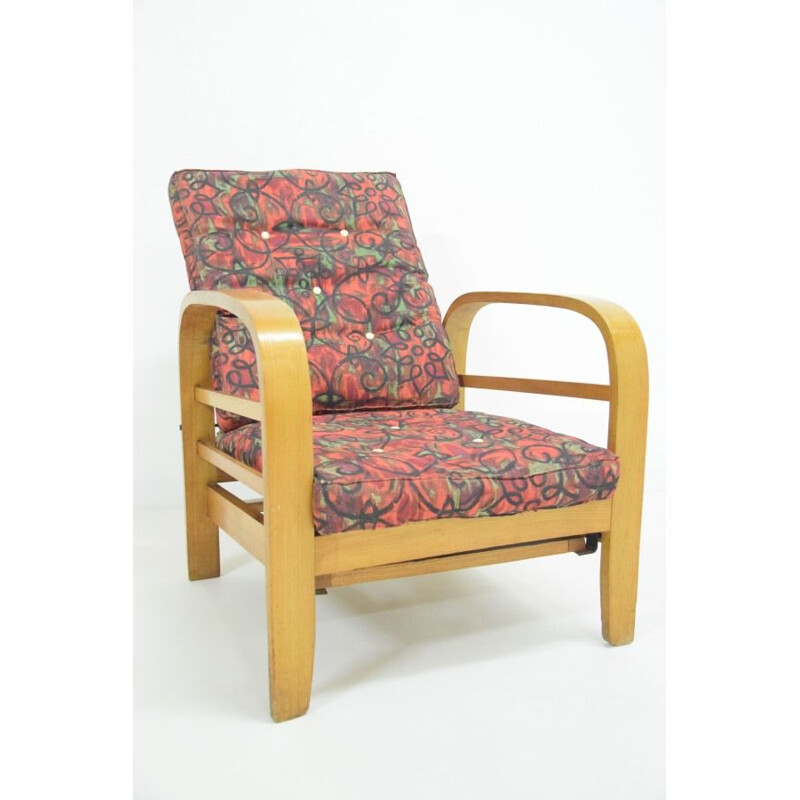 Vintage armchair with curved wood, 1950s