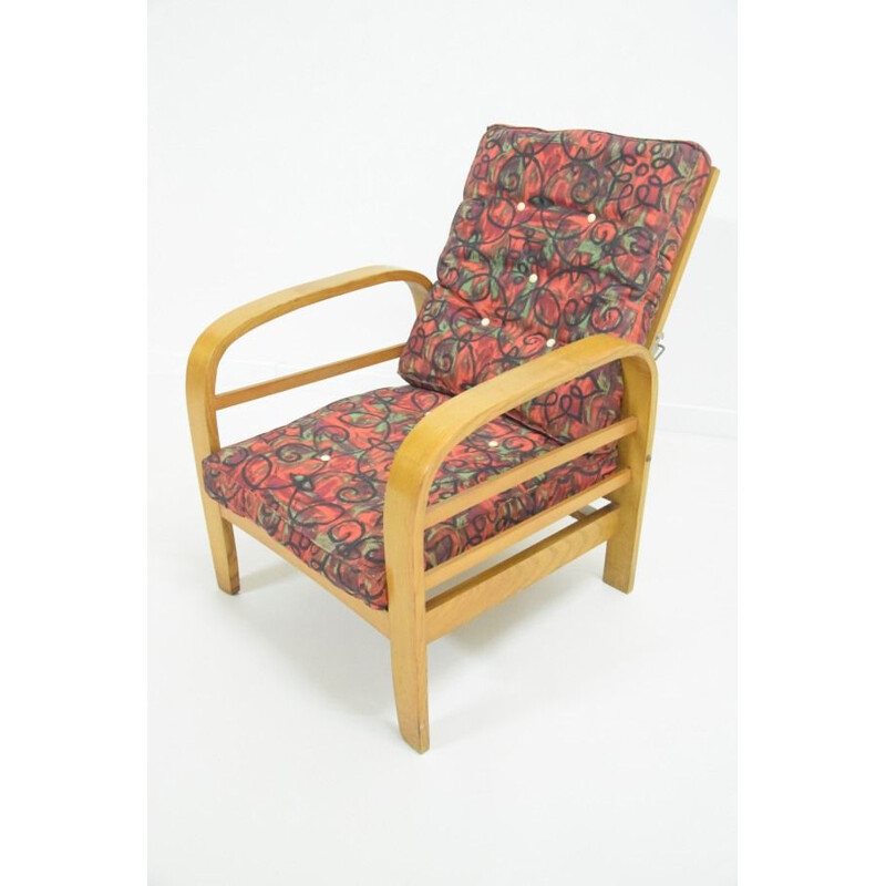 Vintage fauteuil met gebogen hout, 1950