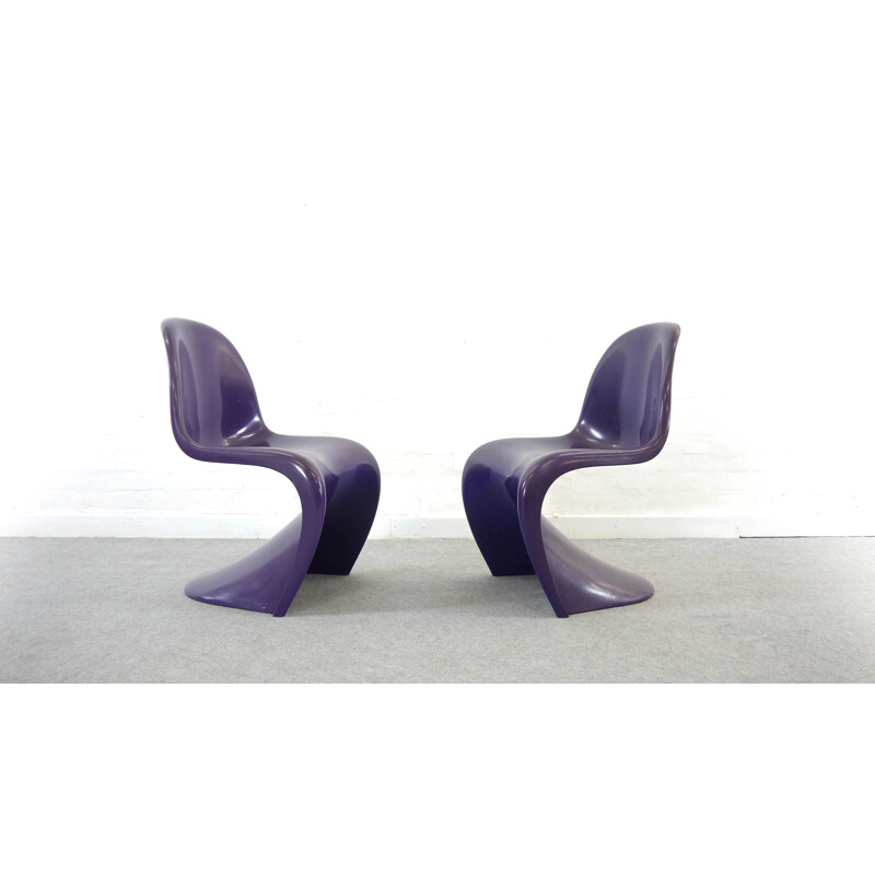 Paire de chaises Panton S vintage en violet par Verner Panton pour Herman Miller, 1971 et 1973