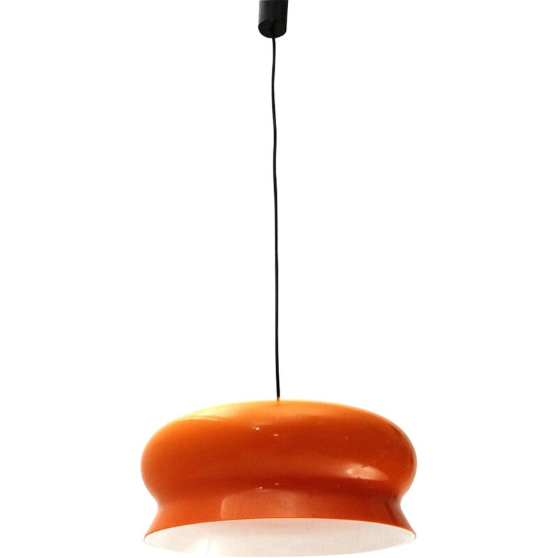 Vintage orange and white pendant lamp, Italy, 1960s
