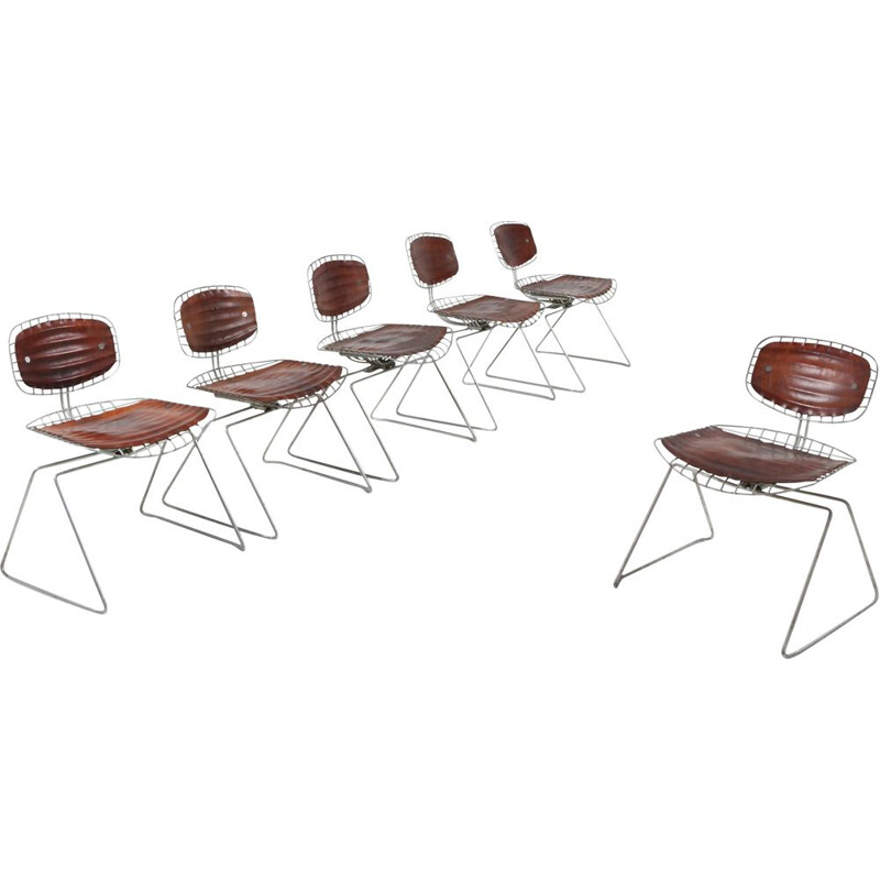 Set of 6 vintage "Treilli" chairs or Beaubourg, Michel Cadestin, 1976