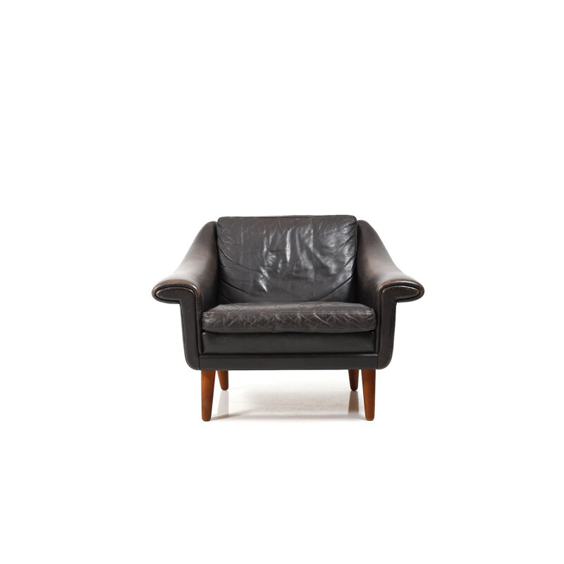 Danish Leather 3-Seater Sofa and Armchair by Aage Christiansen