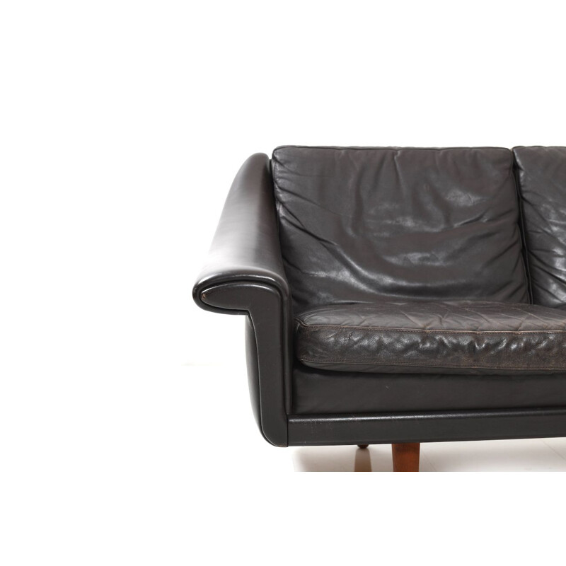 Danish Leather 3-Seater Sofa and Armchair by Aage Christiansen