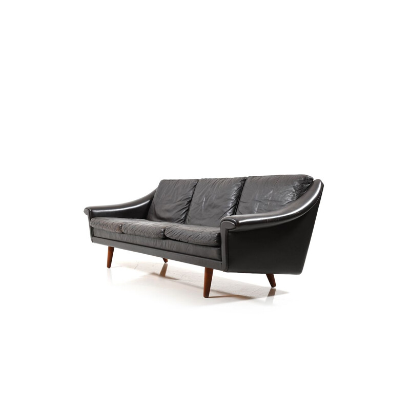 Danish Leather 3-Seater Sofa and Armchair by Aage Christiansen