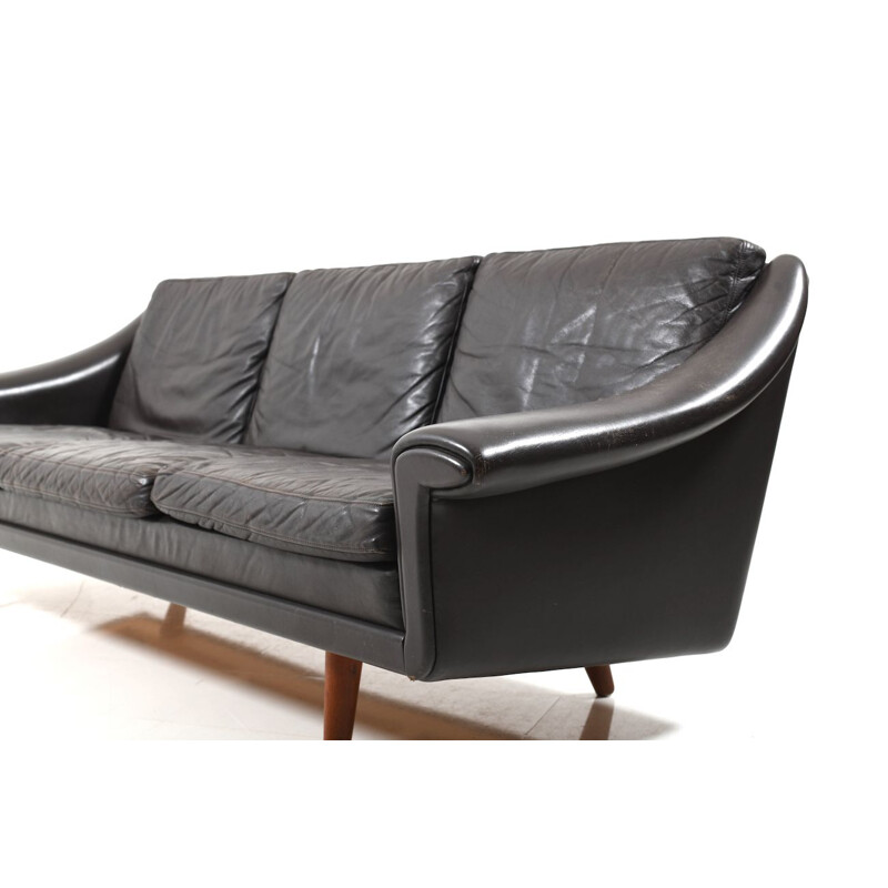 Sofa et fauteuil 3 places en cuir danois par Aage Christiansen